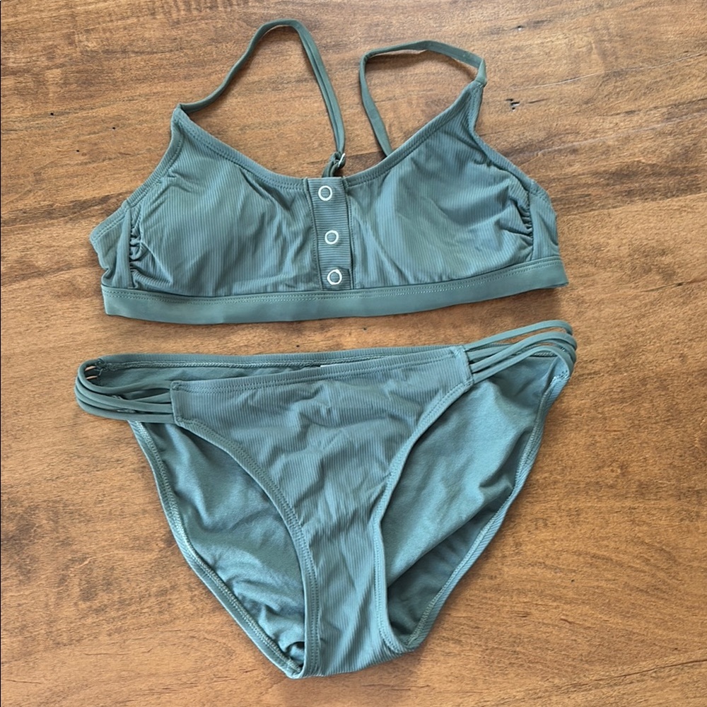 Xhilaration Green Bikini Set with Racerback Design
